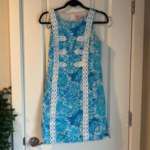 Lilly Pulitzer Blue Sunflower Lions Shift Dress